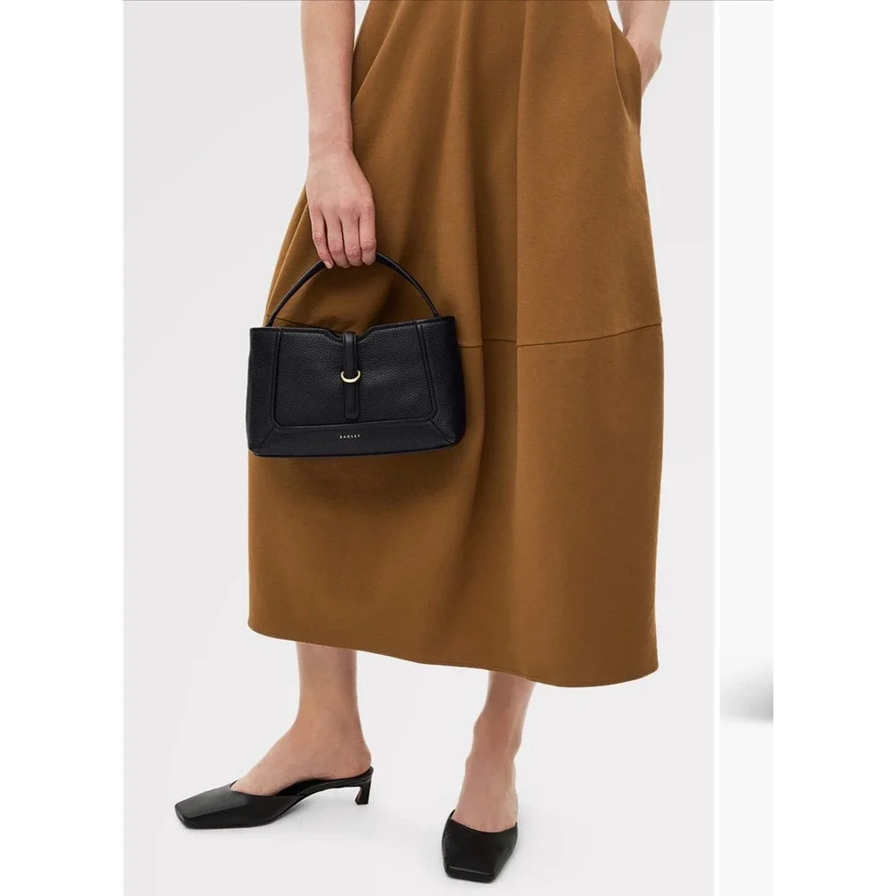 Radley London Hazelbury Park Satchel  Black Pebble Leather Satchel.